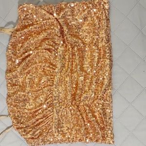 Free People gold sequin tu your oank top, can be used strapless also NWT